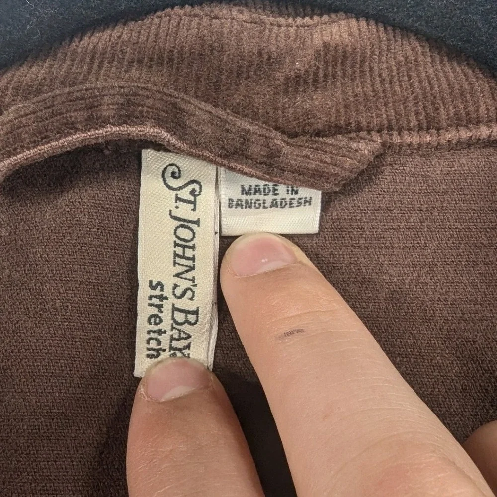 St Johns Bay Womens Brown Corduroy Stretch‎ Blazer Jacket Size 6 Button Front